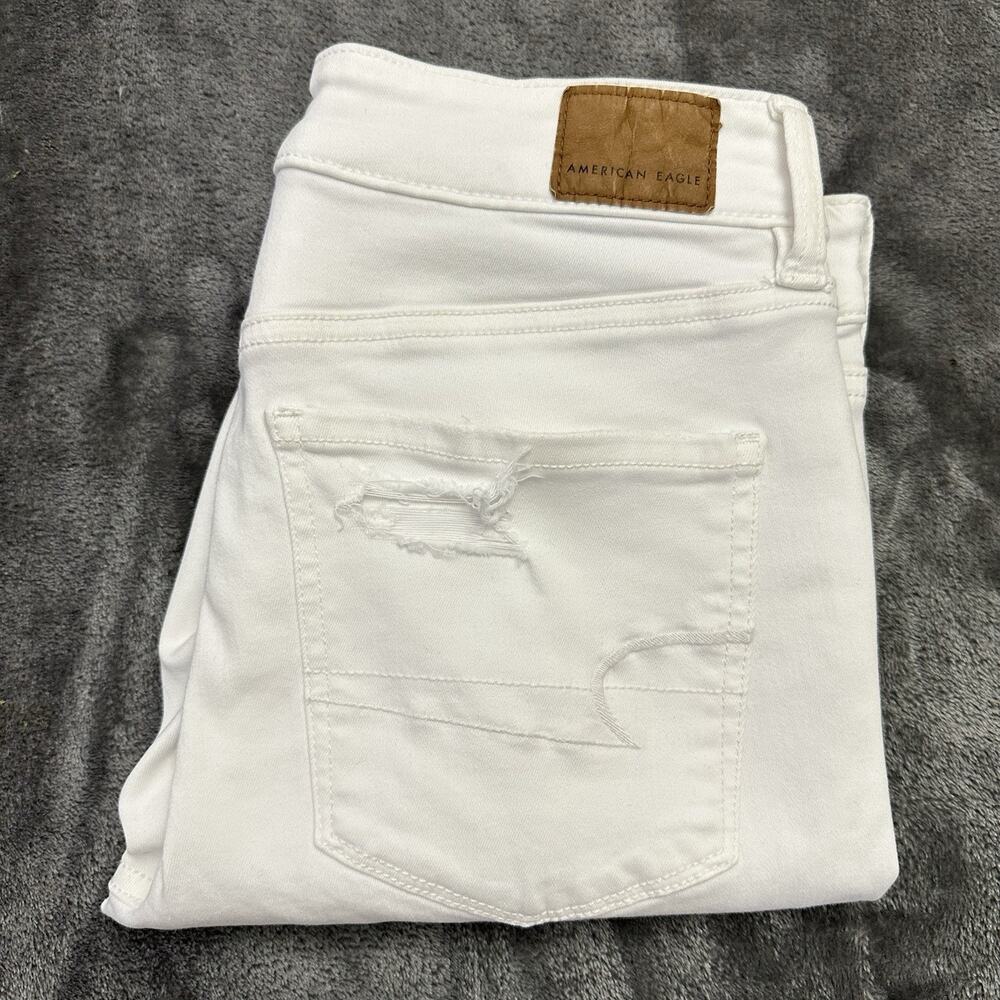 American‎ Eagle Jeans Women’s 6 White Hi-Rise Jegging Distressed Denim Pants